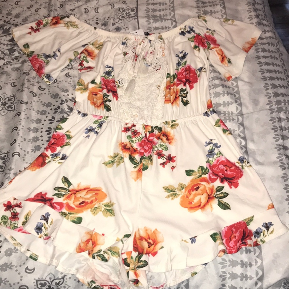 White floral romper